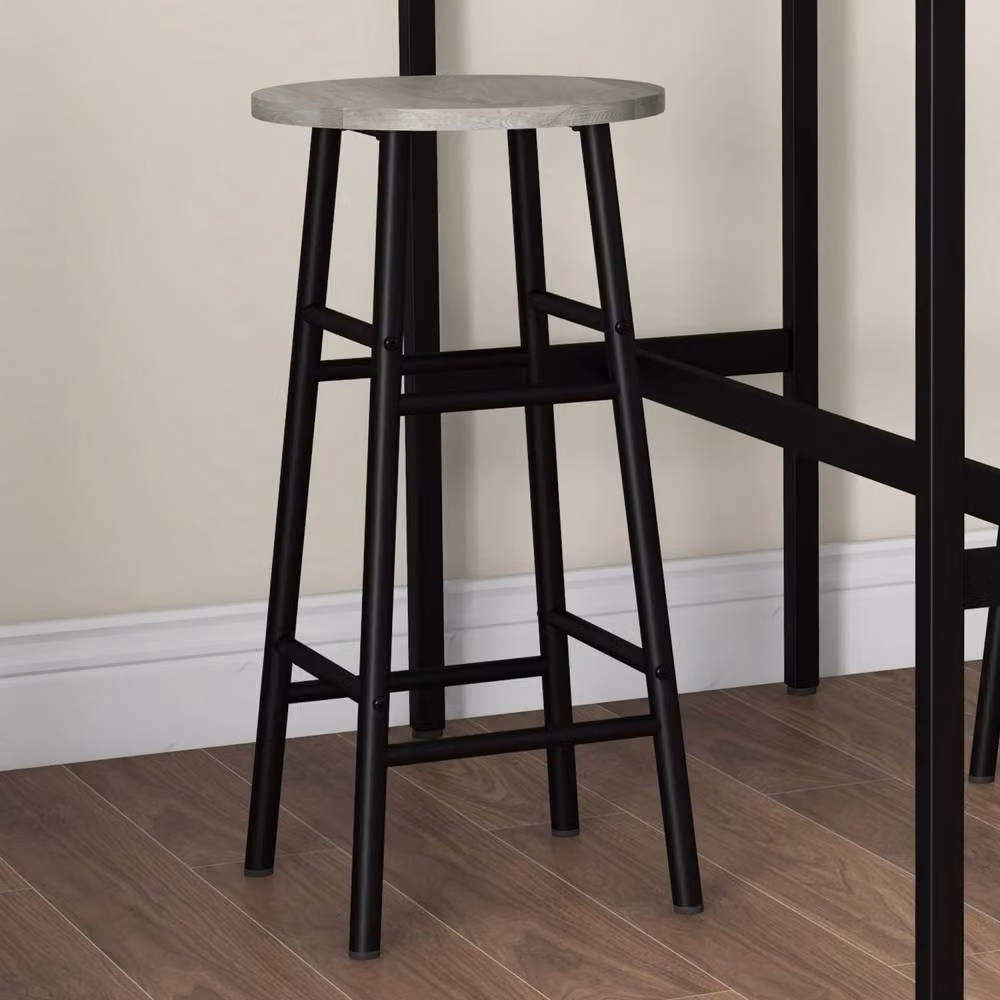 Wyld Haus Dirive Grey and Black 3 Piece Industrial Bar Table and Stool Set – 6