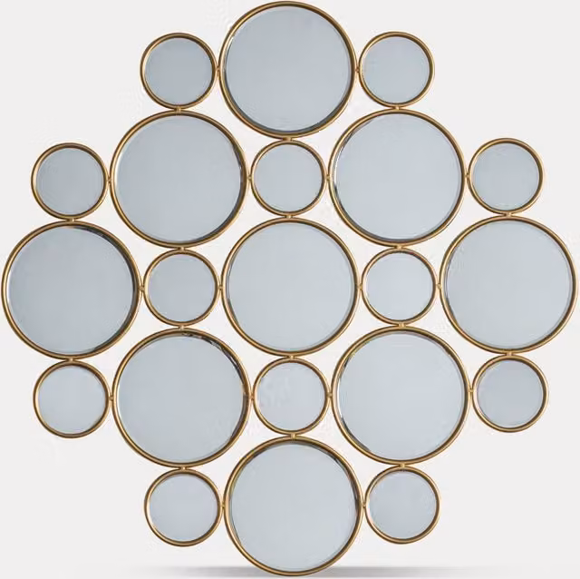 Gallery Direct Wallis Circles Modern Geometric Round Hanging Wall Mirror in Gold