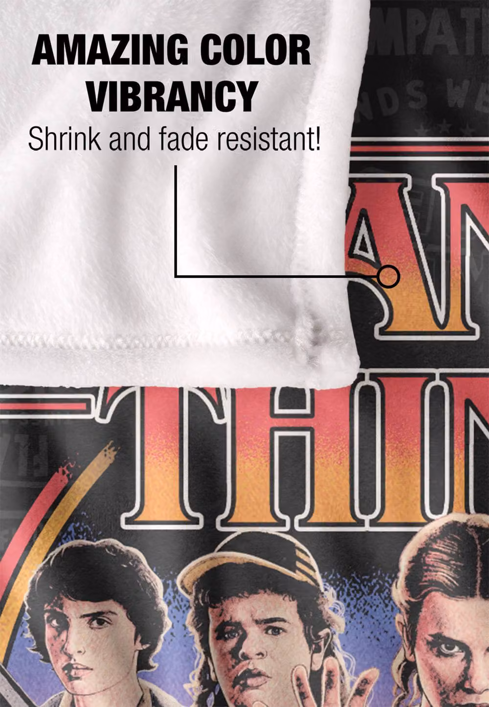 Stranger Things Hawkins Heroes Blanket, White and Multicolour, W: 152 cm, H: 127 cm – 4