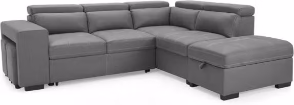 TGC Crimson Grey Faux Leather Right Hand Corner Sofa with Storage