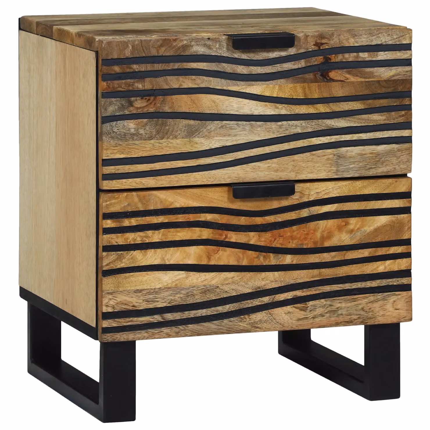 Berkfield Home Set of 2 Brown Rustic Bedside Cabinets in Solid Mango Wood, W/D/H: 40 x 33.5 x 46 cm – 2