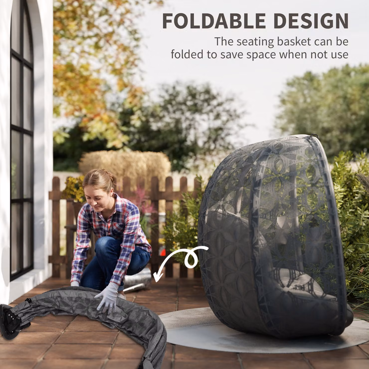 Outsunny Outdoor Double Hanging Chair with Cushions and Cup Holders, Charcoal Grey – 4