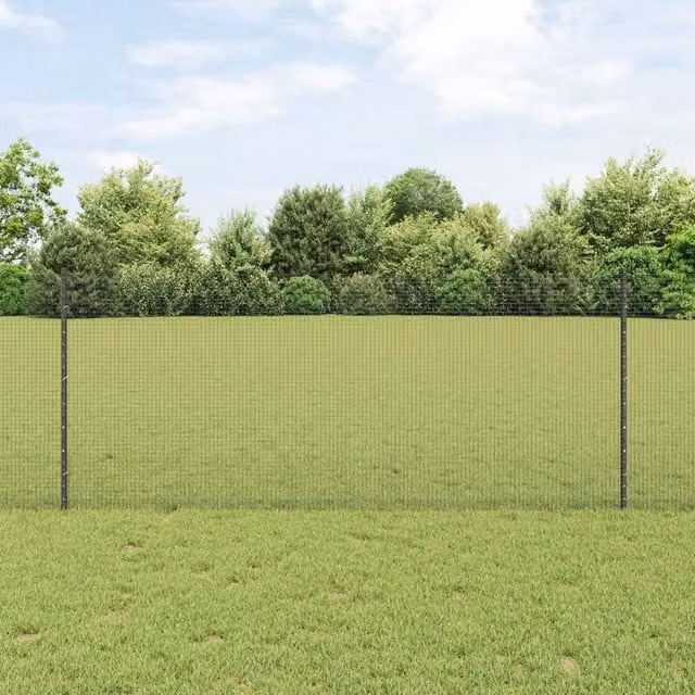 Berkfield Home Grey Metal Chicken Wire Fence Set of 2