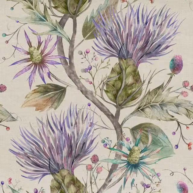 Voyage Maison Varys Printed Cotton Fabric in Purple and Multicolour