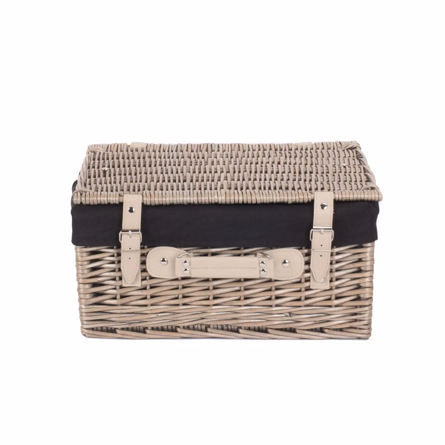Red Hamper Antique Wash Wicker Picnic Basket with Cotton Lining in Brown – 2