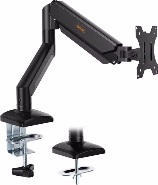 VonHaus Height Adjustable Gas Powered Monitor Stand with Tilt and Swivel Arms, Black