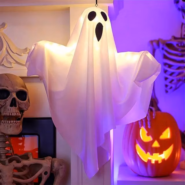 Lovii Halloween Hanging Scream Ghost LED Decor in White