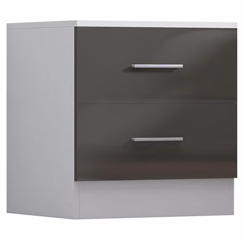 Reflect Modern Bedroom Furniture Set in Grey Gloss and Matt White Finish including 2 Door Mirror Wardrobe, Tallboy Chest and 2 Bedside Tables – 4