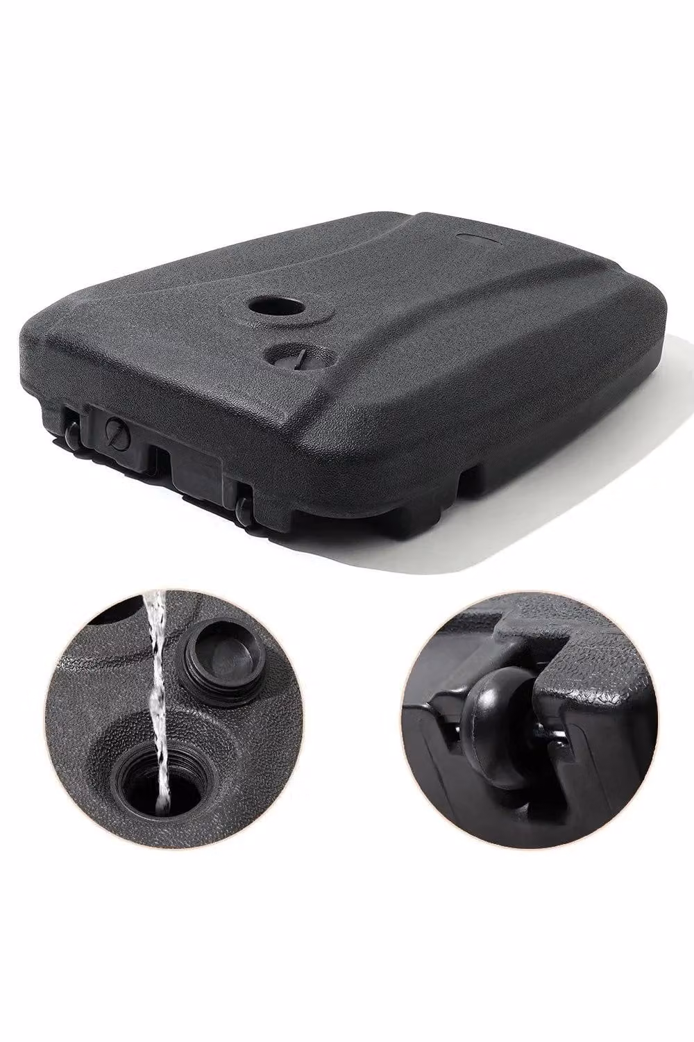 H&O Direct Black HDPE Water and Sand Filled Parasol Base with Wheels – 3