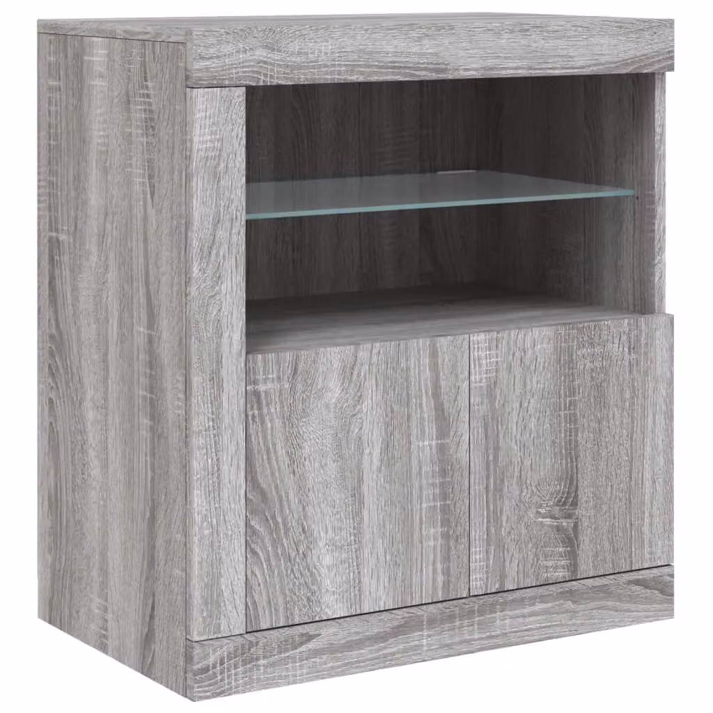 Berkfield Home Modern Grey Sonoma Sideboard with Integrated LED Lights W: 283 cm, D: 37 cm, H: 67 cm – 6