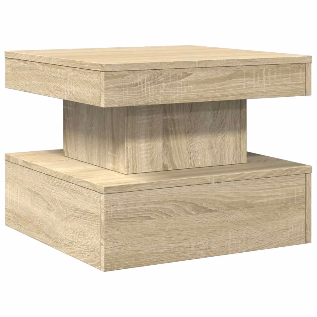Berkfield Home Modern Square Coffee Table with LED Lights in Sonoma Oak Brown, W/D/H: 50 x 50 x 40 cm – 2