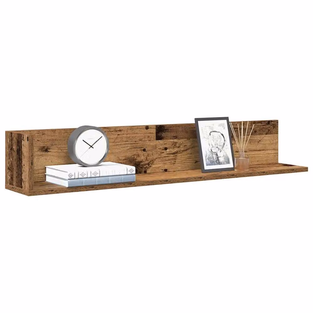 Berkfield Home Decorative Wall Shelves, 2 Piece Set, Brown Old Wood, W: 100 cm, D: 16.5 cm, H: 16.5 cm – 2