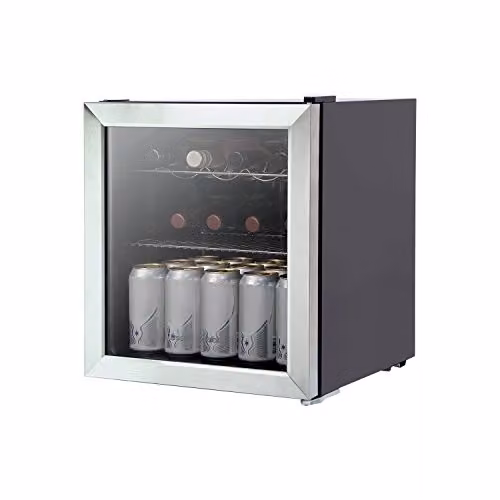 Russell Hobbs 46L Silver Stainless Steel Countertop Mini Fridge with Glass Door RHGWC3SS-C, W/D/H: 48 x 43 x 51 cm – 1