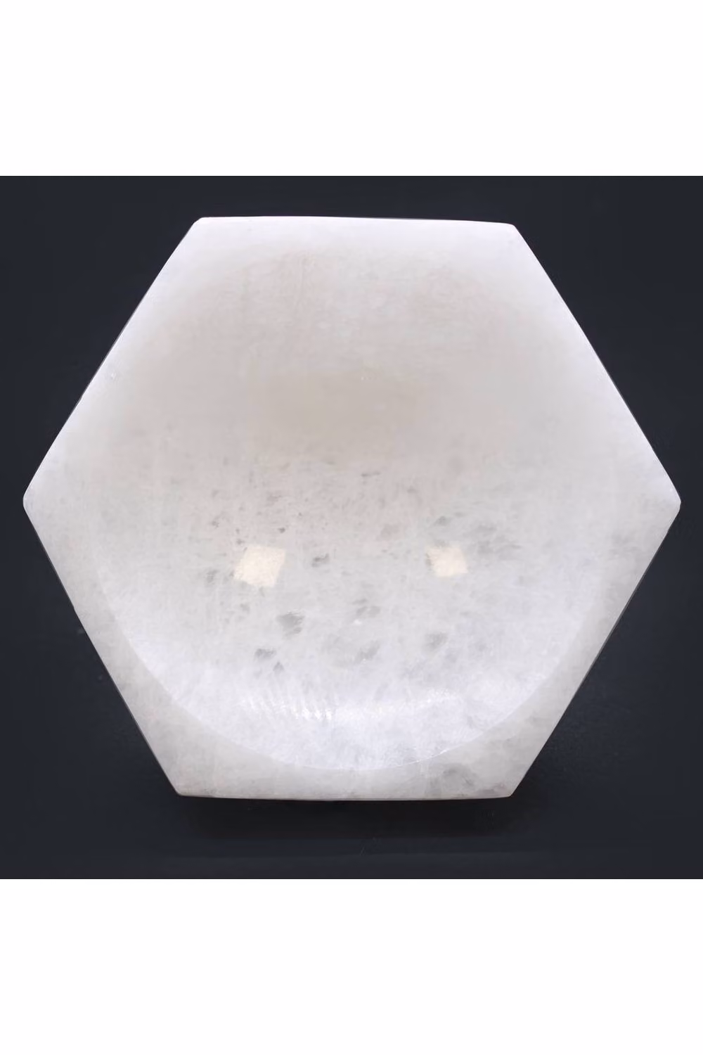 KDMD White Selenite Hexagonal Stone Bowl for Crystal, Jewellery and Decor Storage, Diameter: 15 cm – 2