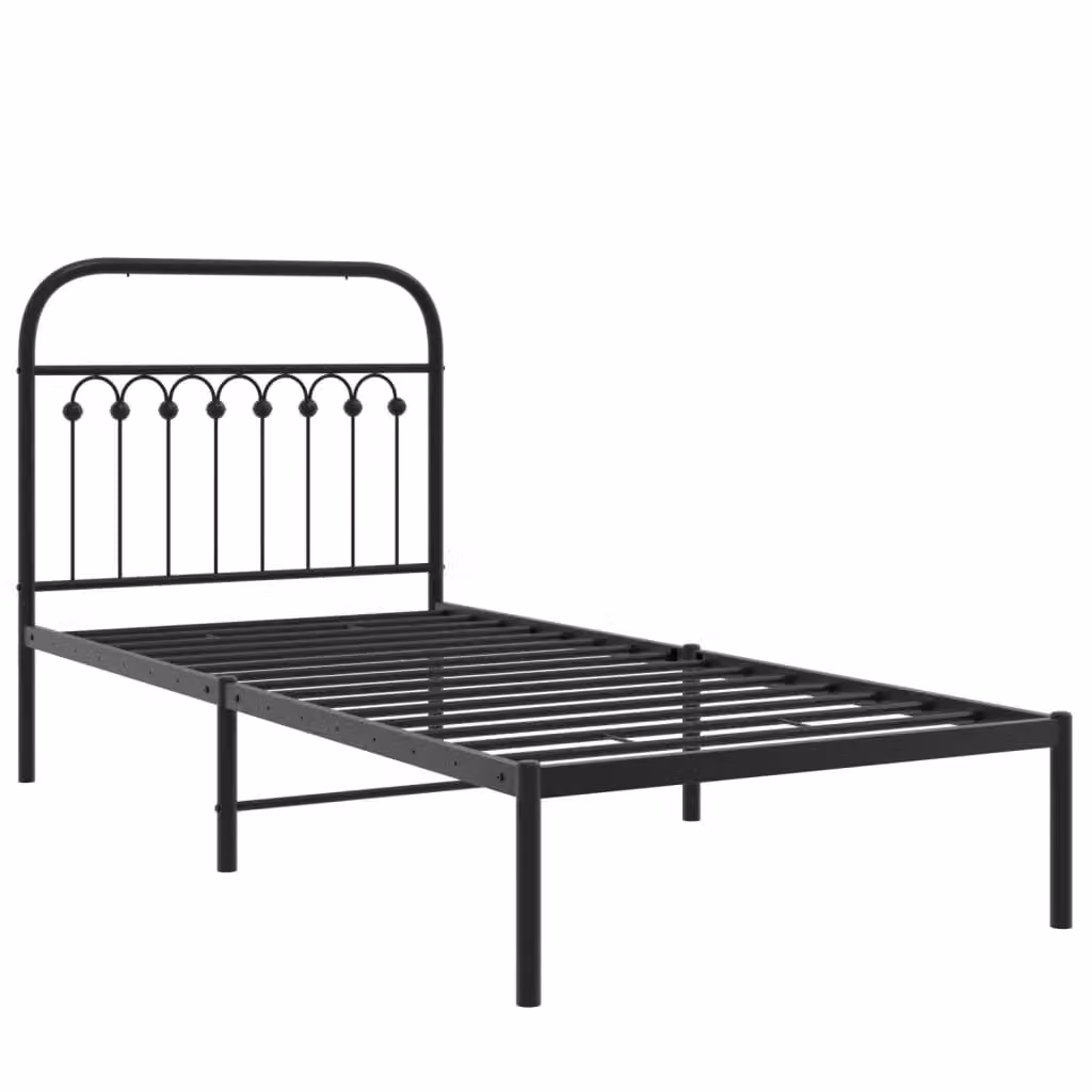 Berkfield Home Metal Bed Frame with Headboard, Black, W/D/H: 90 x 200 cm – 2