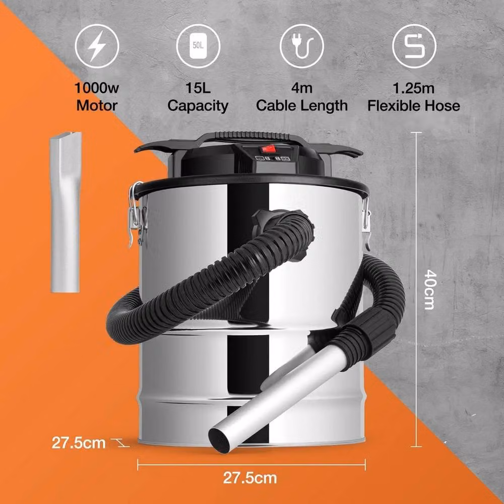 Kelvenix 15L Ash Vacuum Cleaner with 1000W Motor in Grey – 2