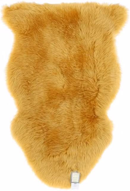 Fenland England Rectangular Sheepskin Wool and Fur Rug in Yellow, W/D/H: 60 x 60 x 60 cm