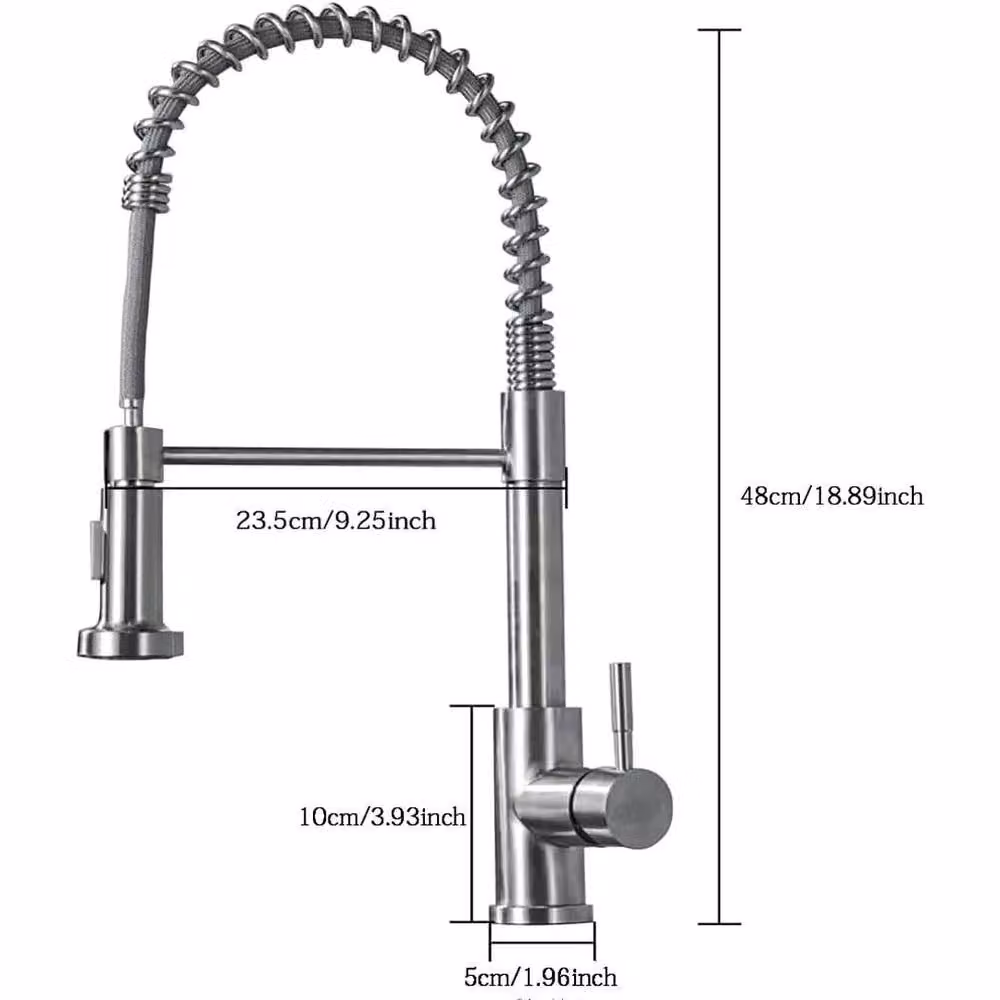 KORVIXA Monobloc Pull Out Kitchen Mixer Tap in Silver Brushed Steel with Single Lever Control – 2