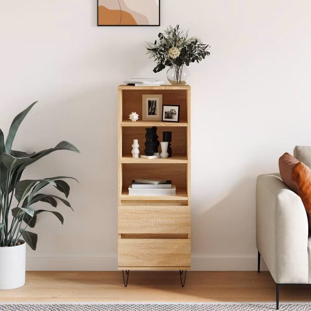 Berkfield Home Sonoma Oak Highboard in Light Oak, W/D/H: 40 x 36 x 110 cm – 2