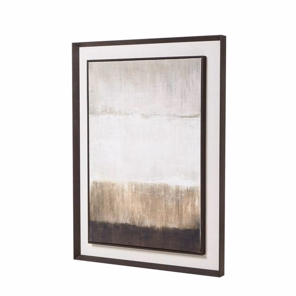 Lemon Pavilion Furniture and Decor Large Moderno Abstract Landscape Painting on Linen in Brown and White, W: 90 cm, H: 120 cm – 2