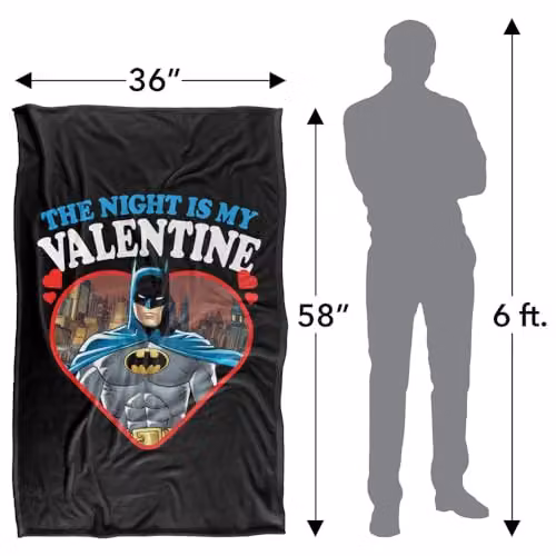 Warner Bros. Batman The Night Is My Valentine Super Soft Fleece Throw Blanket, Multicolour, W: 91 cm, D: 147 cm – 4