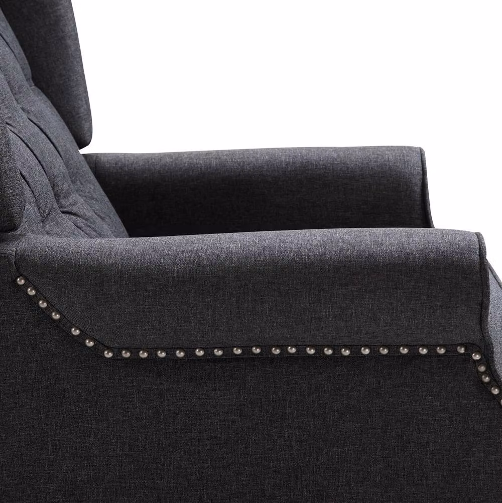 STILVORA Grey Fabric Recliner Armchair with Integrated Ottoman and Solid Wood Frame – 7