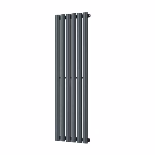 UK Radiators Omeara Anthracite Elliptical Tube Vertical Designer Single Panel Radiator, H 120 cm x W 34.8 cm – 2