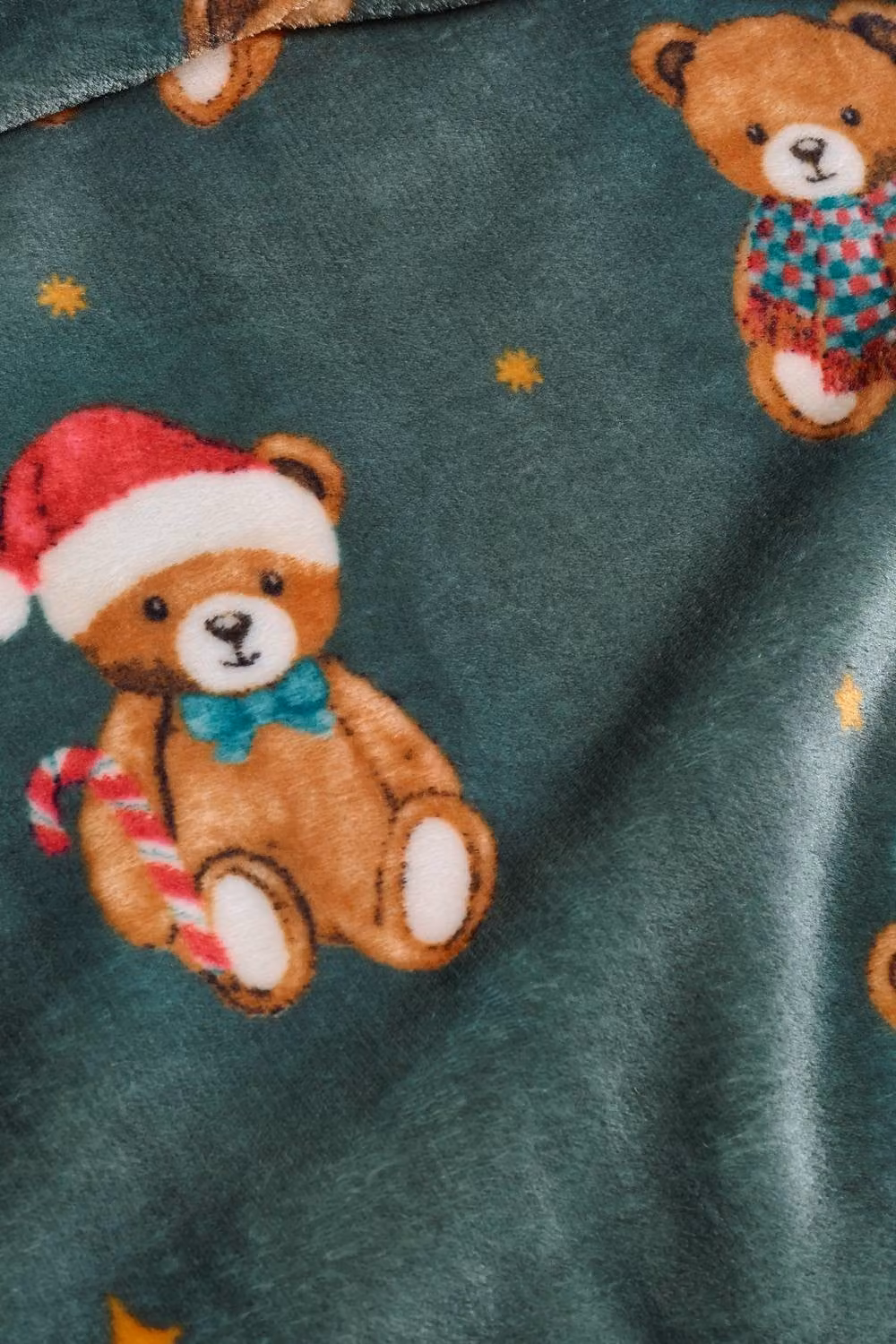 Catherine Lansfield Christmas Tartan Teddy Bear Fleece Cosy Throw Blanket in Green, W/D/H: 130 x 170 cm – 3