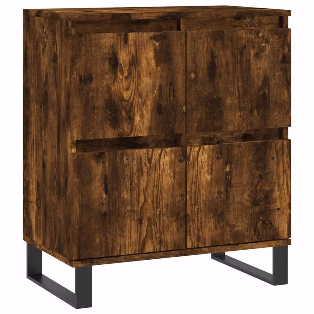 Berkfield Home Set of 2 Smoked Oak Sideboards in Brown, W/D/H: 120 x 35 x 70 cm – 4