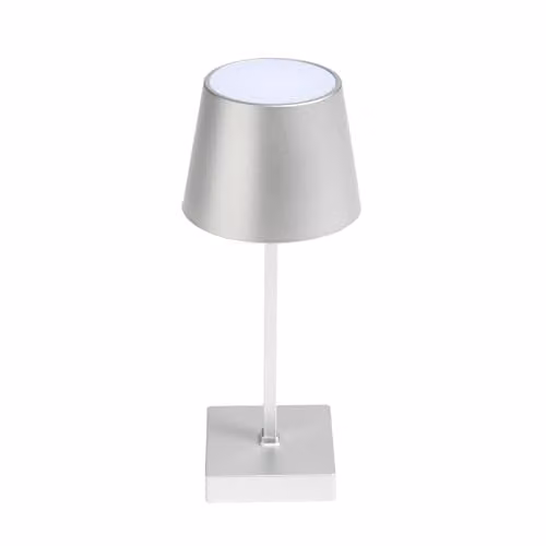 OHS Dimmable LED Cordless Table Lamp in Silver with Rechargeable Battery and Touch Control – 1