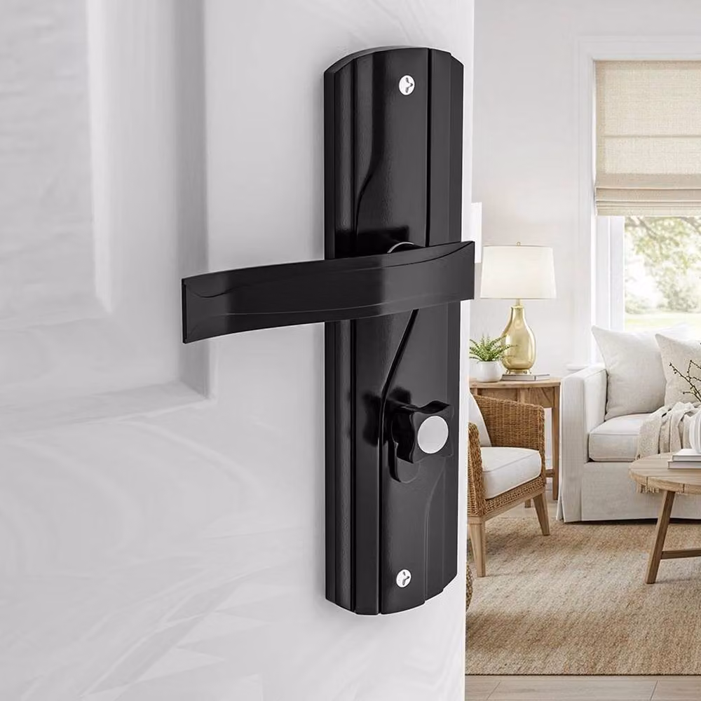 PAWNORA Matt Black Stainless Steel Lever Lock Set with Long Backplate – 3