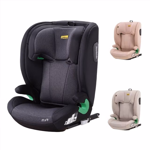 Aosom UK Highback Car Booster Seat with 10-Position Adjustable Headrest, i-Size R129 Protection, Black, W: 44 cm, D: 46 cm, H: 80 cm – 1