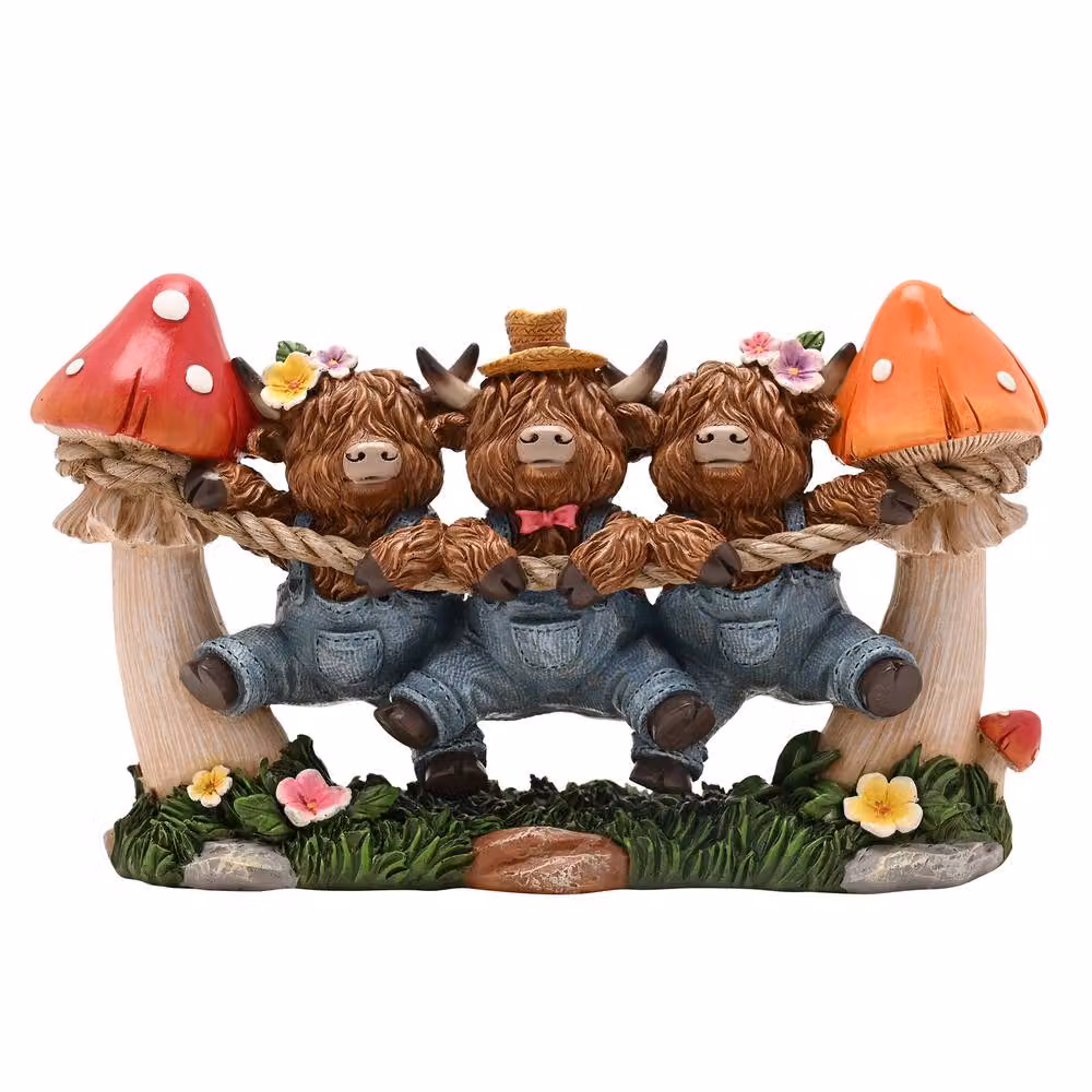 Country Living Highland Cow Trio Multicolour Rustic Tabletop Animal Decor – 2