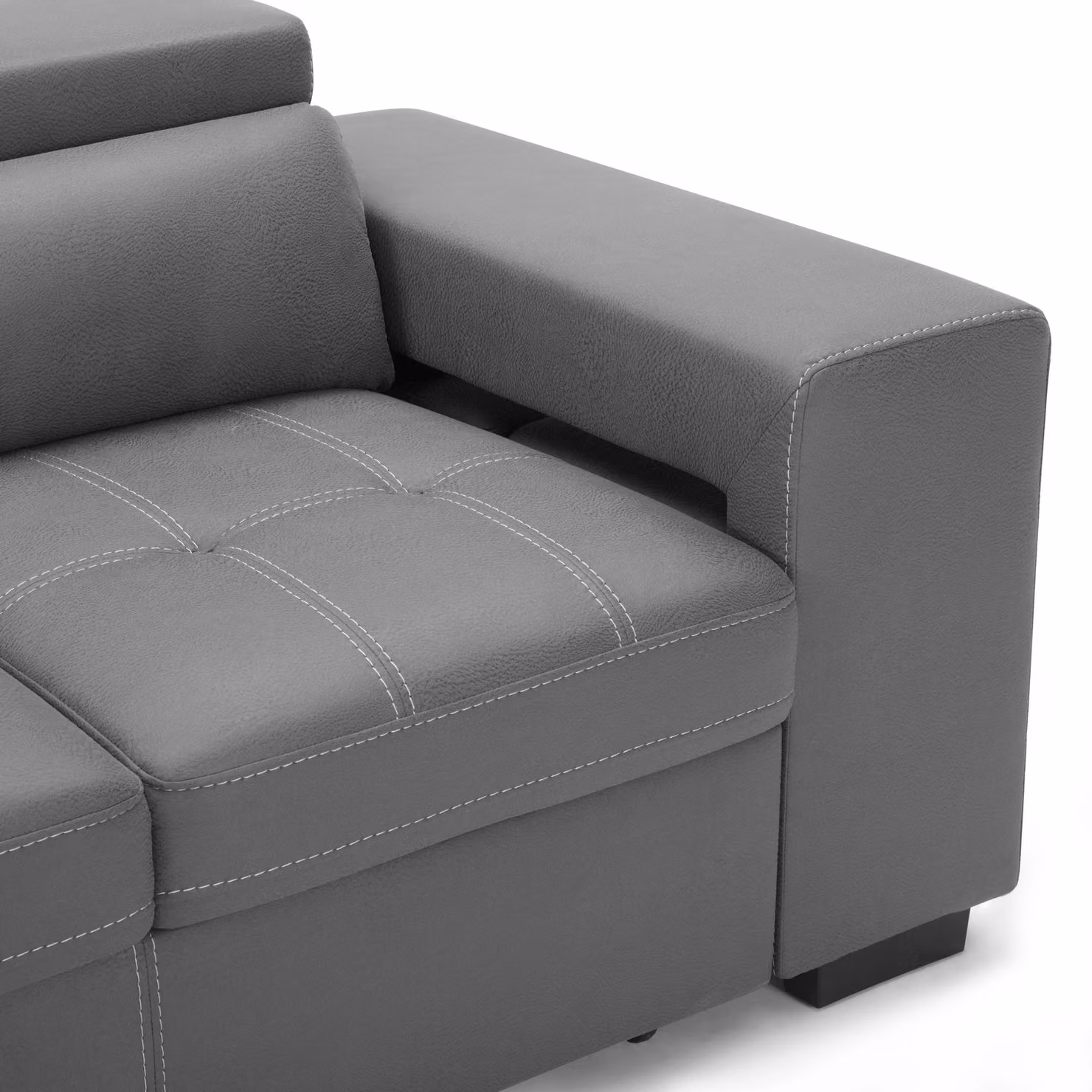 Home Detail Scarlett Right-Hand Corner Sofa with Sleeping Function, Storage and Adjustable Headrests in Grey – 3