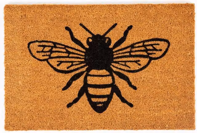 Esselle Astley Monochrome Bee Natural Coir Doormat, Beige and Brown, W: 60 cm, D: 40 cm