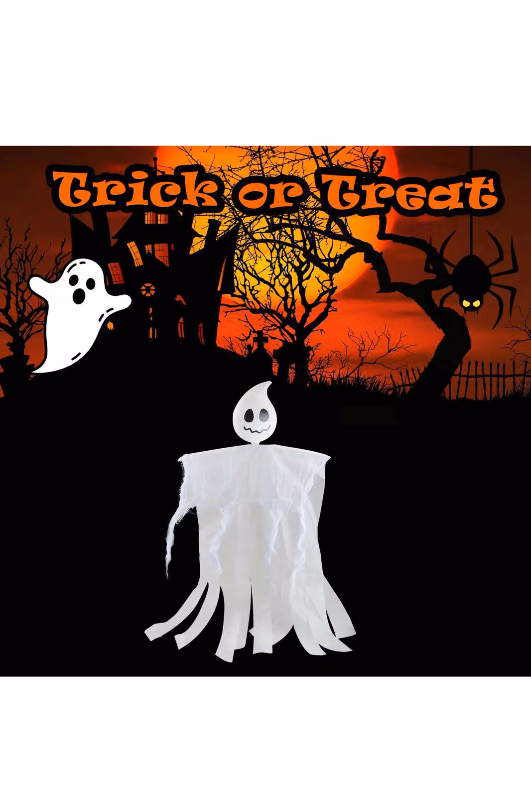 VFM e-Store White Hanging Ghost Halloween Decoration, 60cm – 3