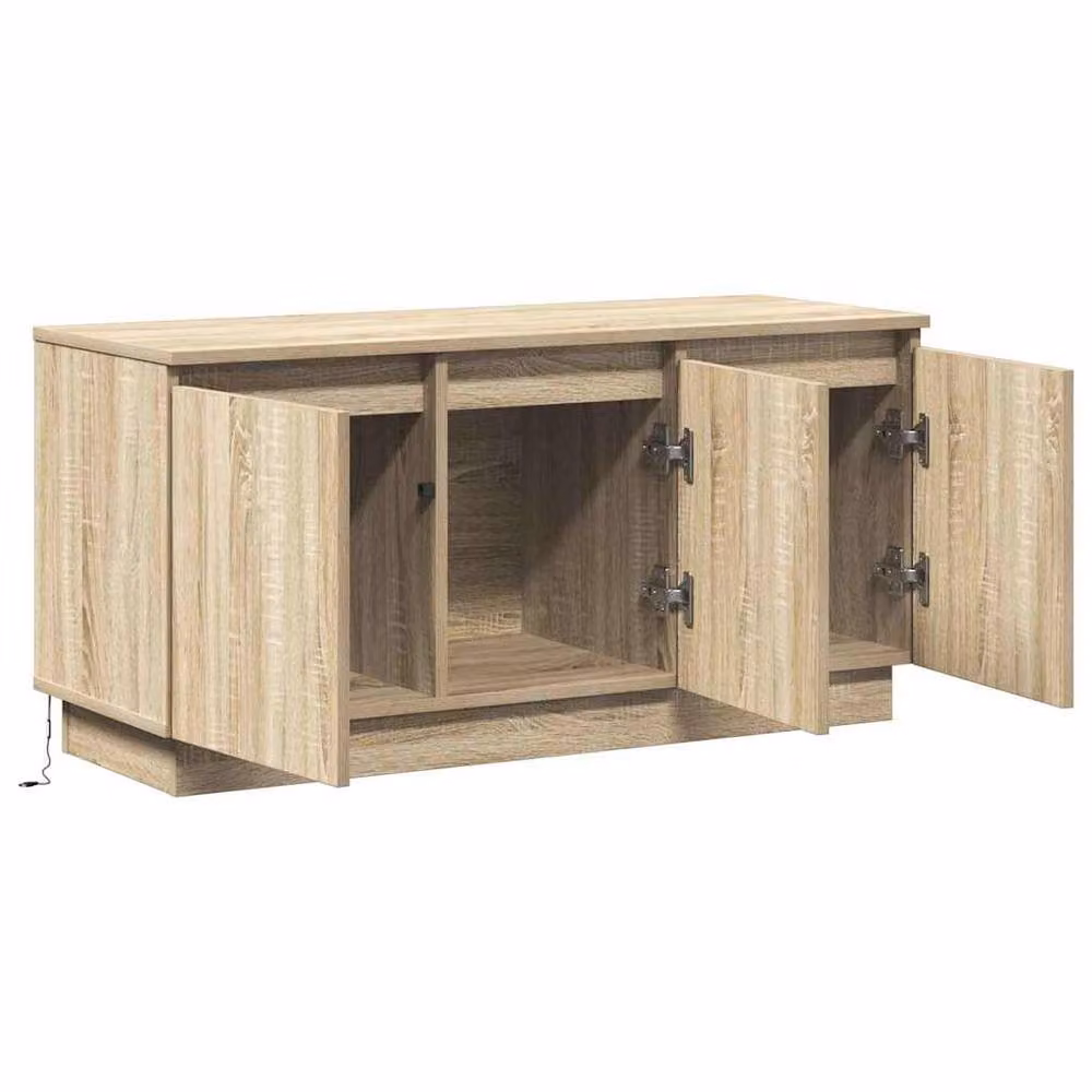 Berkfield Home Modern Sonoma Oak TV Cabinet in Brown with LED Lighting, W/D/H: 100 x 38 x 49 cm – 3