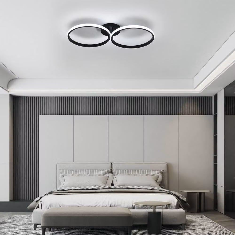 COMELY Round LED Ceiling Light, 42 W, Black, Diameter: 40 cm – 5