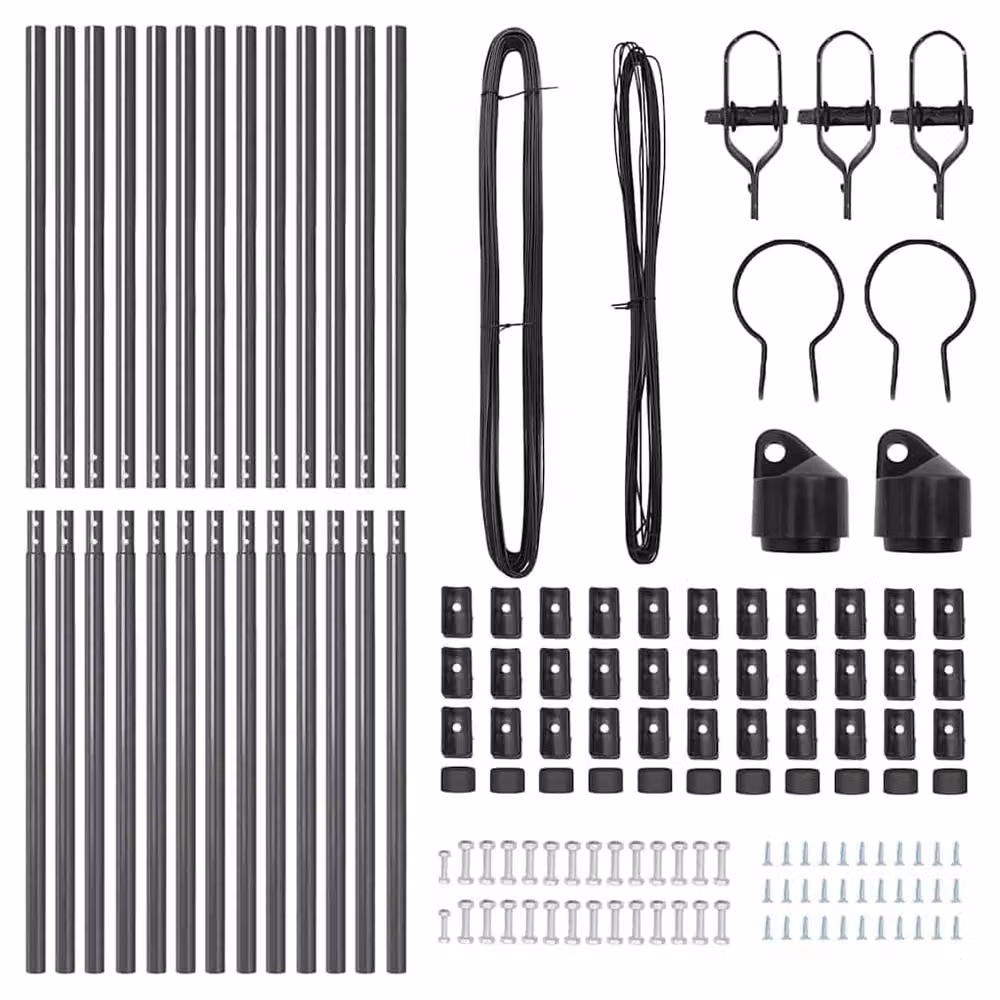 vidaXL Set of 13 Grey Steel Round Fence Posts – 4