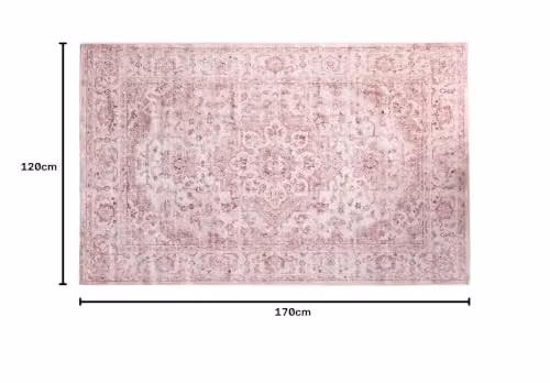 OHS Vintage Printed Washable Rectangular Rug in Pink, W/D: 120 x 170 cm – 2