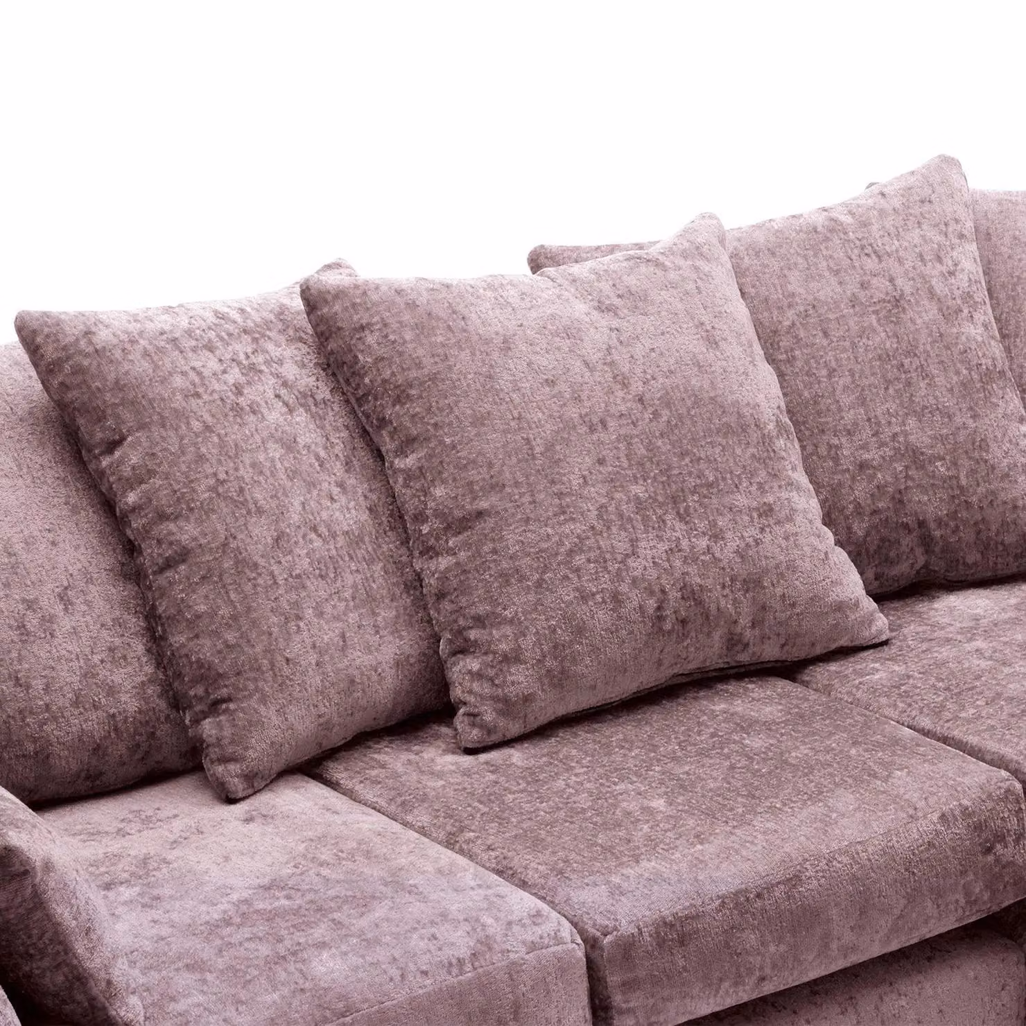 Abakus Direct Harriet U-Shaped Sofa in Pink Crushed Chenille with Matching Ottoman and Scatter Cushions – 2