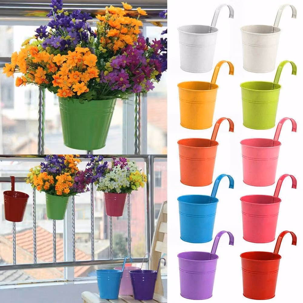 EONLION Metal Hanging Flower Pot Hook in Red and Multicolour – 4