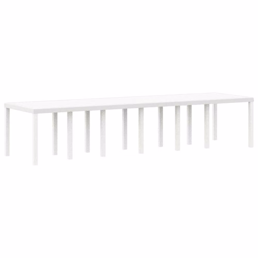 Berkfield Home White Poly Rattan Extendable Garden Table W: 350 cm, D: 100 cm, H: 73 cm – 2