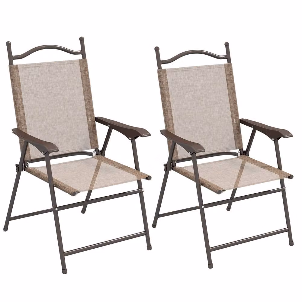 Wyld Haus Hazivi Set of 2 Brown Powder Coated Metal Mesh Folding Chairs – 2