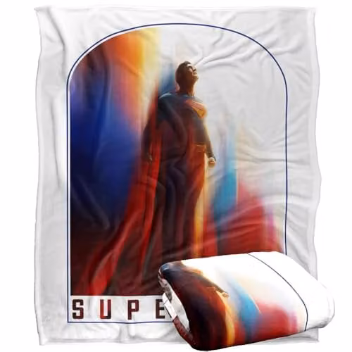 Warner Bros. Superman 2025 Look Up Poster Super Soft Fleece Throw Blanket, Multicolour, W: 152 cm, D: 127 cm
