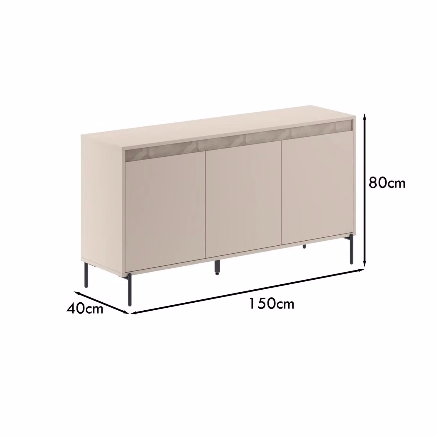 FWStyle Modern 3 Door Large Sandstone Sideboard in Beige – 3