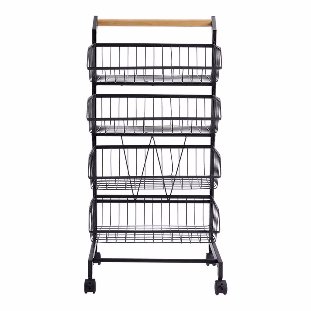 Garden Sanctuary 4-Tier Modern Metal Kitchen Trolley in Matt Black – 2