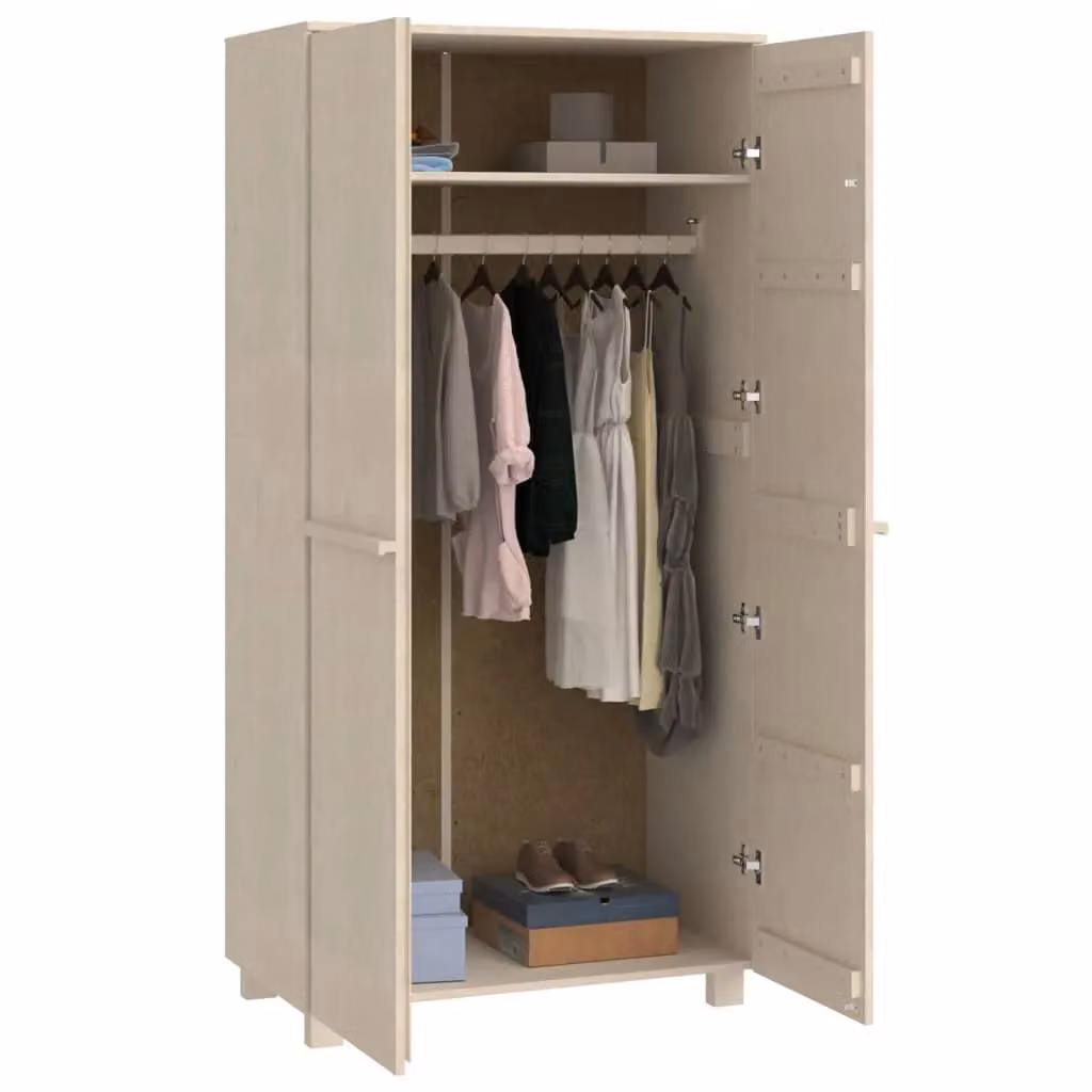 Berkfield Home HAMAR Wardrobe in Honey Brown Solid Pine, W/D/H: 89 x 50 x 180 cm – 2