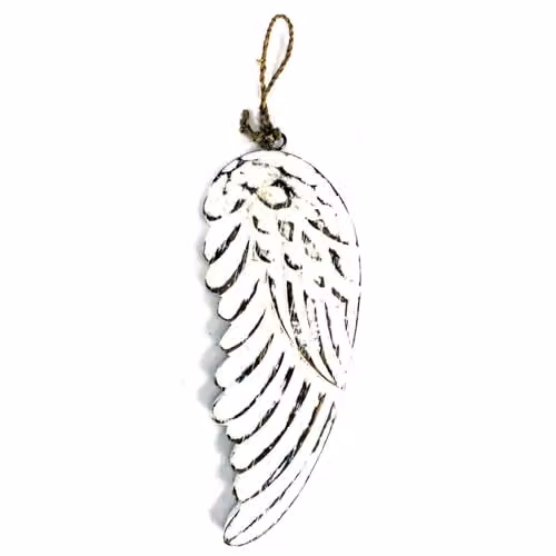 KDMD Handcrafted White Wooden Angel Wing Figure