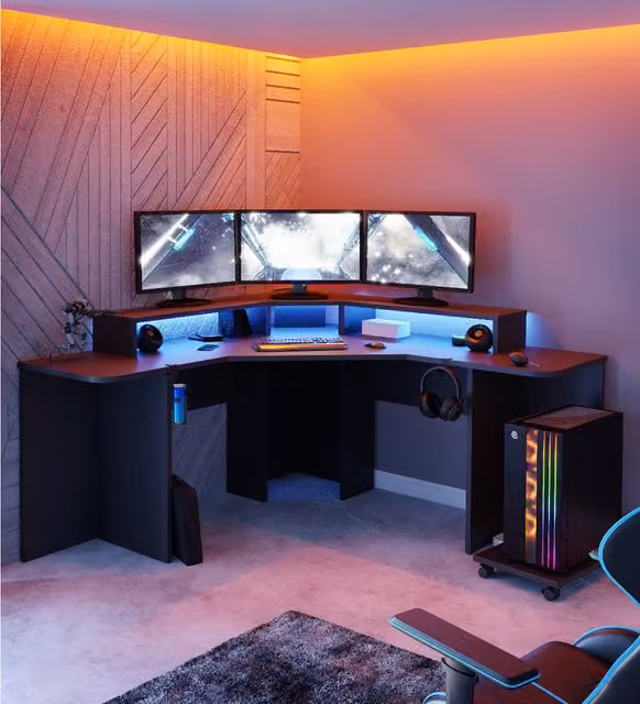 Recoil Modern Black Matt Gaming Desk